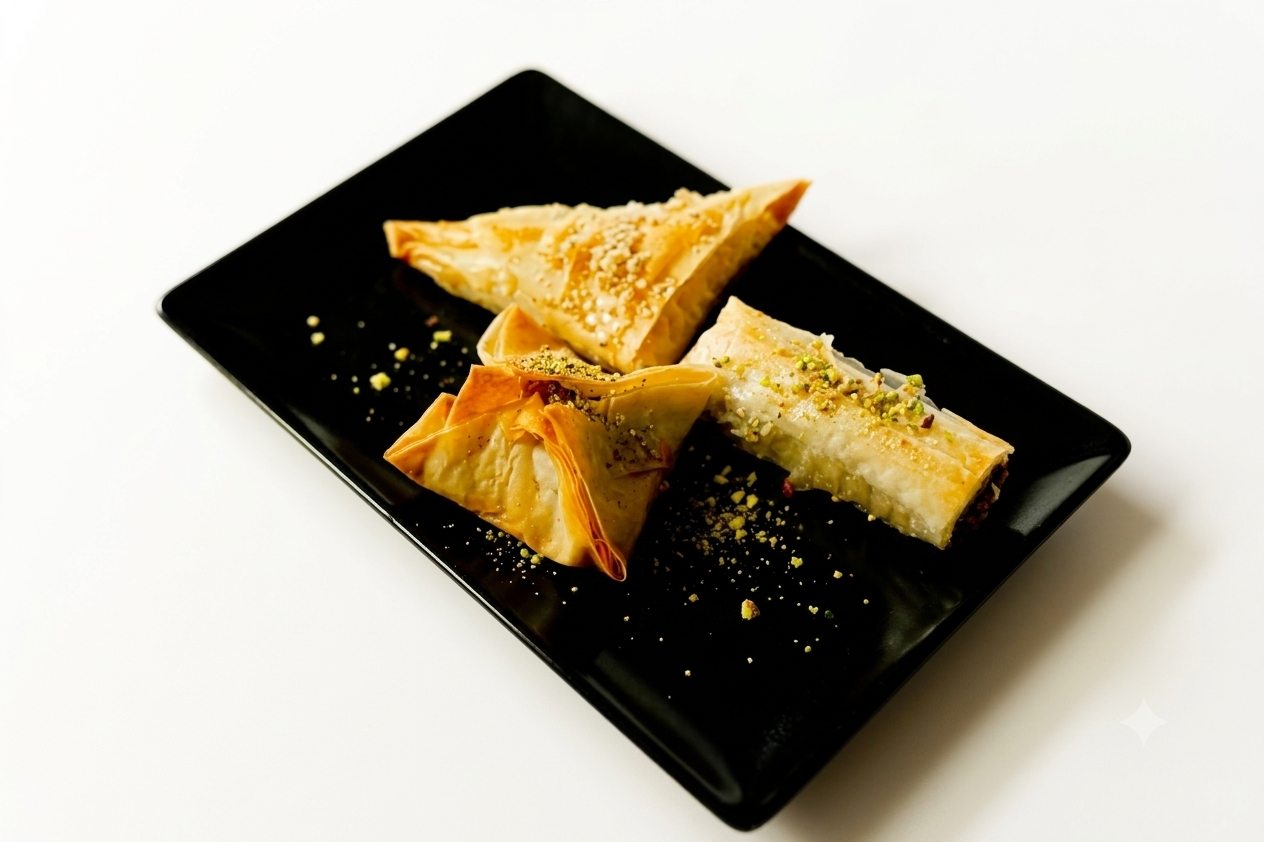 Assiette de desserts et pâtisseries afro-antillais dressés